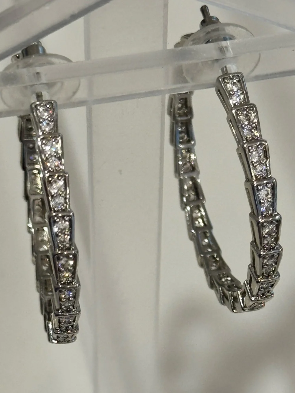 NIB Serpent Hoop Earrings – Silver Over Stainless Steel CZ